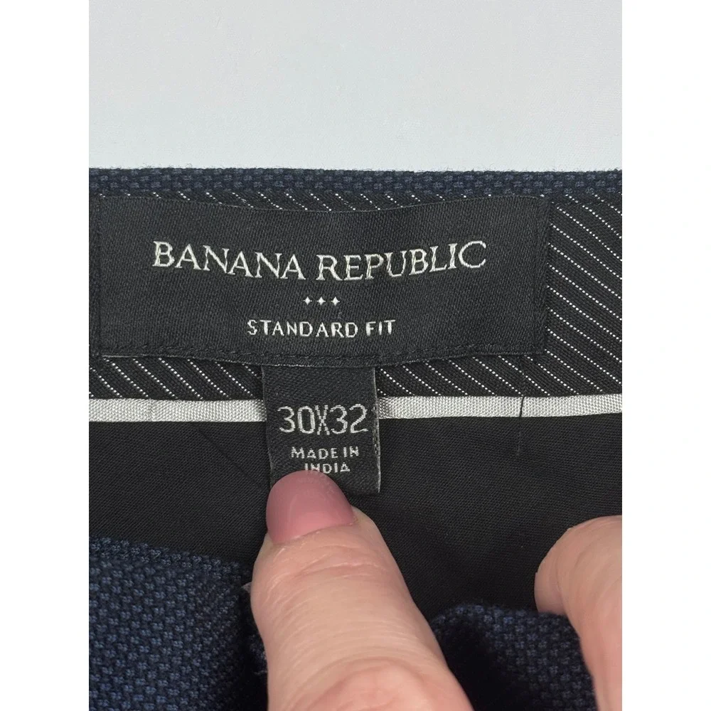 Banana Republic Mens Standard Fit Dress Pants Navy Blue Textured 30x32
